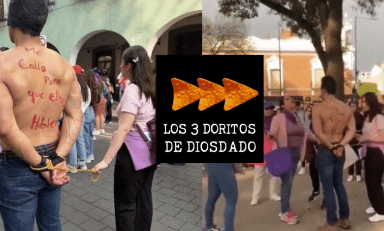 Hombre marcha en el 8M con lema feminista y expareja lo acusa de no pagar pensión alimenticia