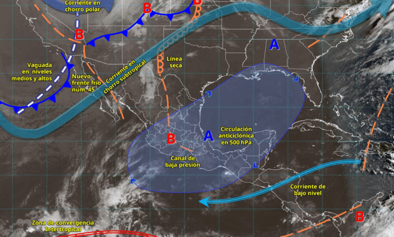 Frente frío provoca chubascos, vientos fuertes y calor extremo en varios estados