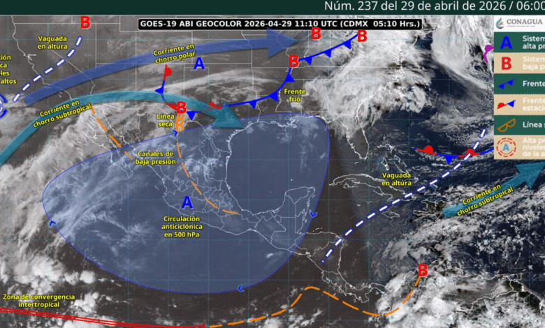 Pronóstico de lluvias para hoy 29 de abril de 2026