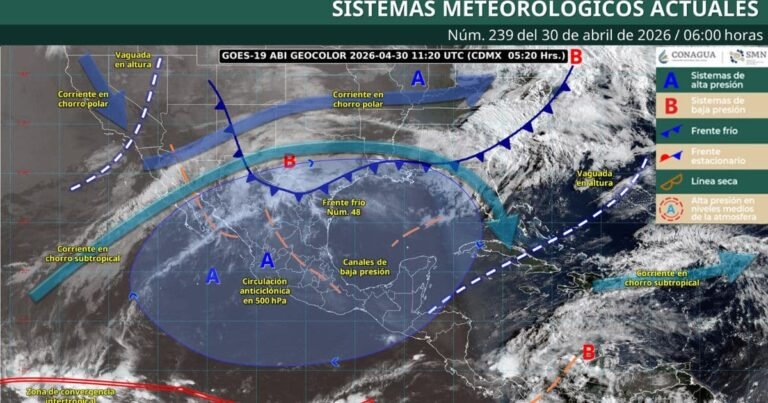 Pronóstico del tiempo México hoy 30 de abril Lluvias fuertes y calor extremo
