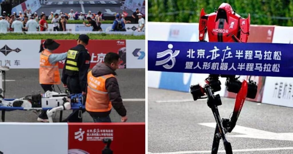 video un robot humanoide rompe el record humano en media maraton en beijing