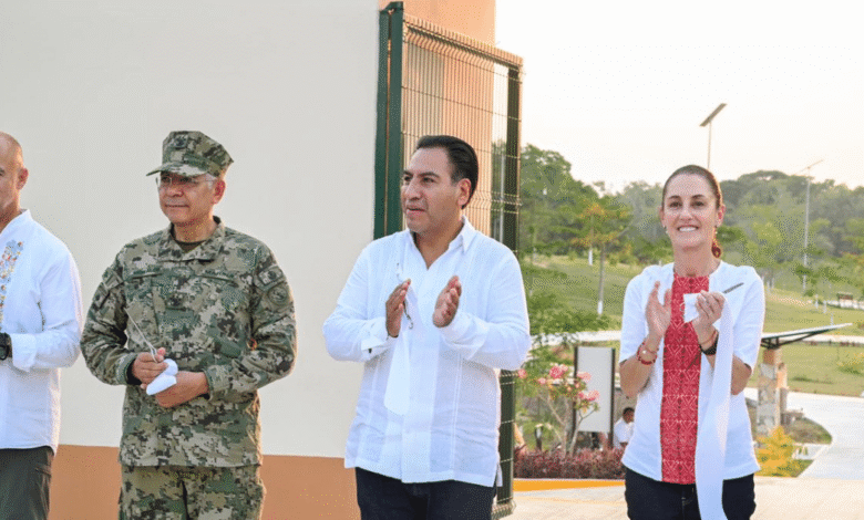 Eduardo Ramírez acompaña a Claudia Sheinbaum en la inauguración del Ecoparque La Ceiba en Palenque