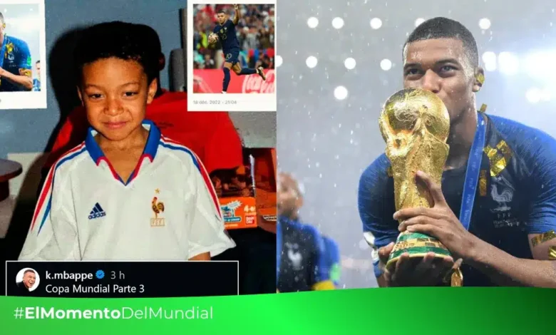 kylian mbappé anuncia su tercera copa del mundo con foto nostálgica  