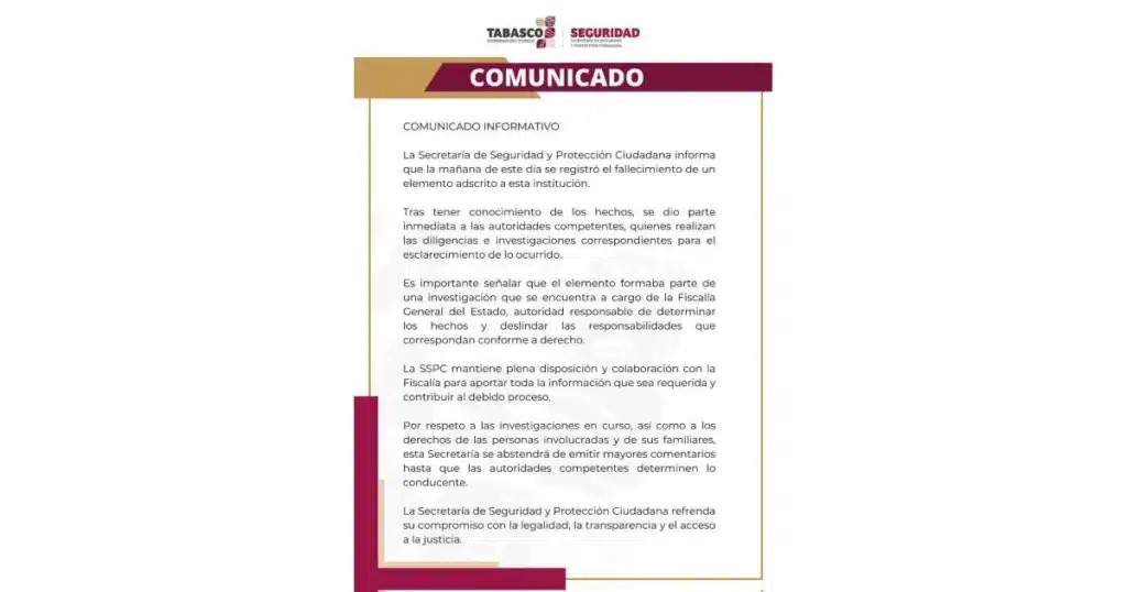 Investigan muerte de elemento de SSyPC vinculado a caso de la Fiscalía