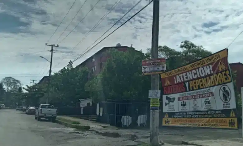 Refuerzan vigilancia con lonas de advertencia