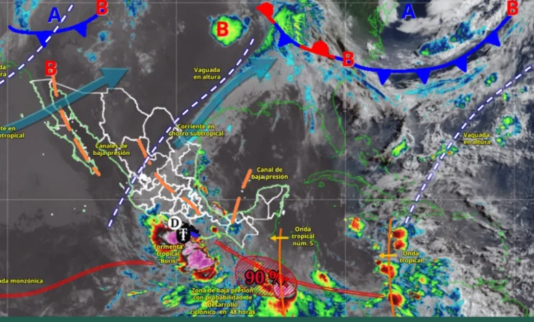 Pronóstico del tiempo hoy en México: fuertes lluvias, avanza tormenta tropical Boris (Foto de Conagua)
