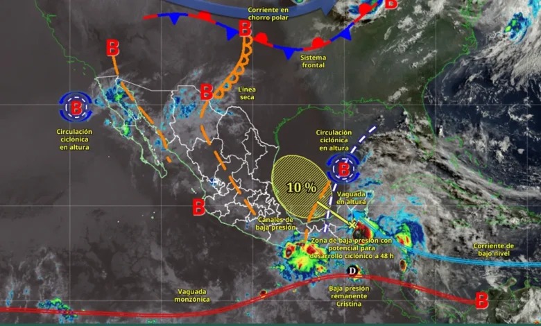 Pronóstico del tiempo hoy en México: Lluvias intensas y circulación ciclónica (Imagen de Conagua)