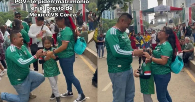 Piden matrimonio durante México vs Corea, Ángel de la Independencia es testigo (Fotos de internet)