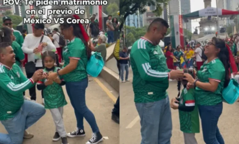 Piden matrimonio durante México vs Corea, Ángel de la Independencia es testigo (Fotos de internet)