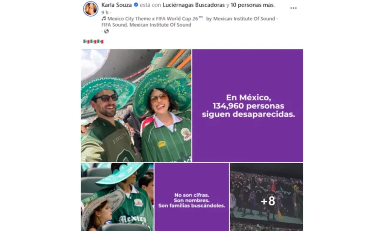karla souza desata debate en redes tras combinar mensajes sobre desaparecidos con su asistencia al mundial 2026
