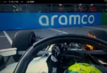momento de tensión para checo pérez auto se incendia durante exhibición en f1