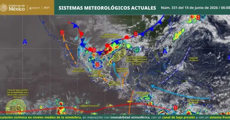 pronóstico de lluvias para hoy 15 de junio de 2026