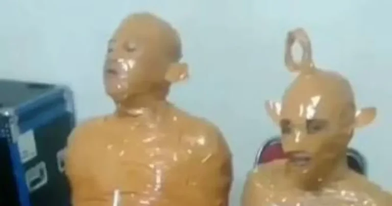 atrapan a ladrón y lo envuelven con cinta adhesiva como un teletubbie