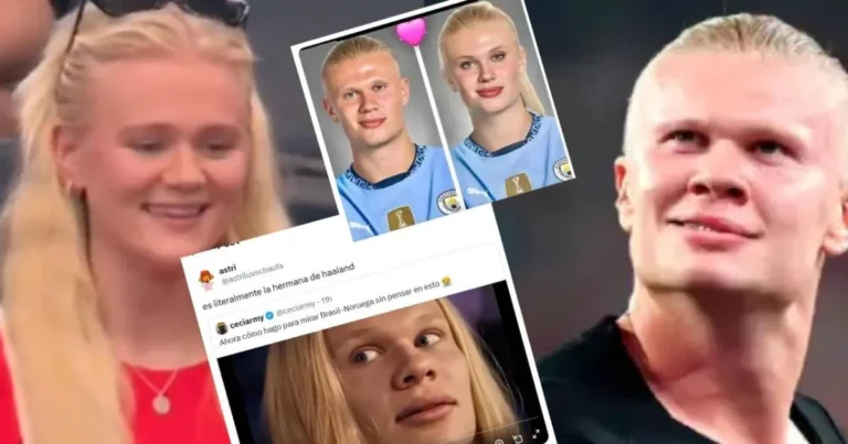 hermana de haaland se vuelve viral en el mundial 2026 por su increíble parecido con el goleador noruego (1)