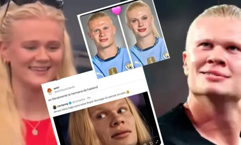 hermana de haaland se vuelve viral en el mundial 2026 por su increíble parecido con el goleador noruego (1)