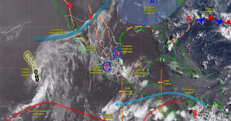 pronóstico del clima prevén lluvias muy fuertes en ocho estados y chubascos en gran parte de méxico