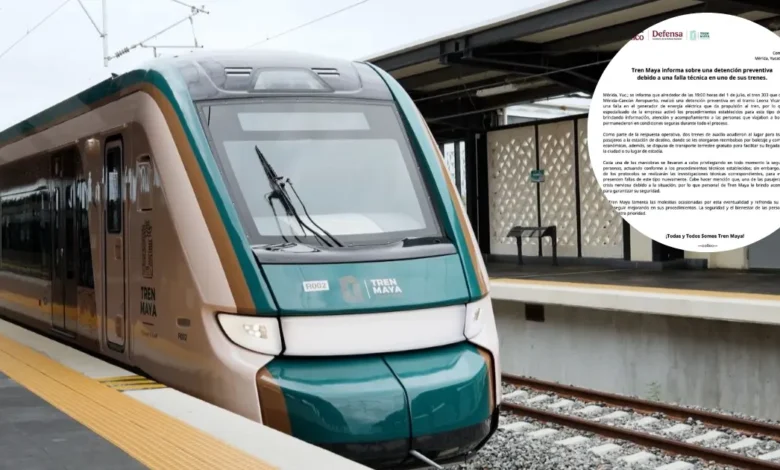 Tren Maya informa sobre una detención preventiva debido a una falla técnica en uno de sus trenes