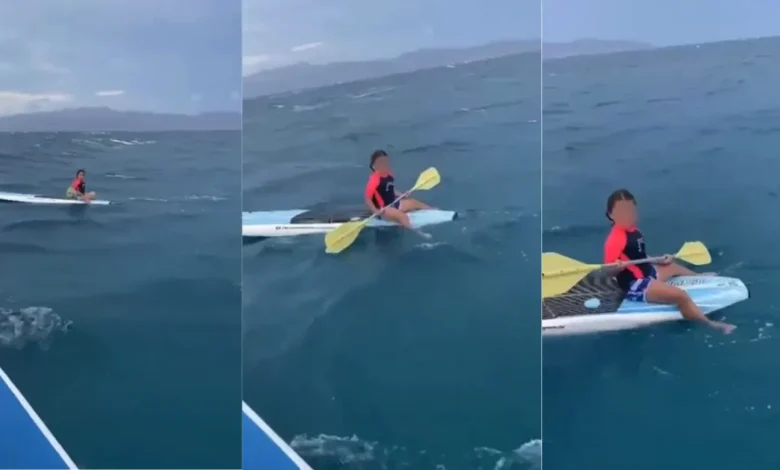 Rescatan a niña abandonada en el mar de La Paz (Fotos de redes sociales)