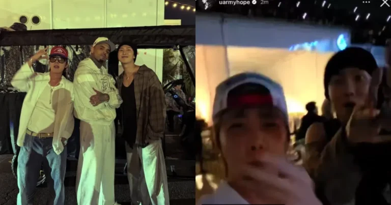 RM y J-Hope de BTS posan felices junto a Chris Brown, desatan polémica (Fotos de redes sociales)