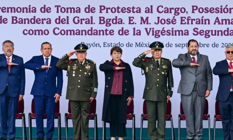 delfina gómez atestigua toma de protesta de josé amancio gonzález como comandante de la 22a zona militar