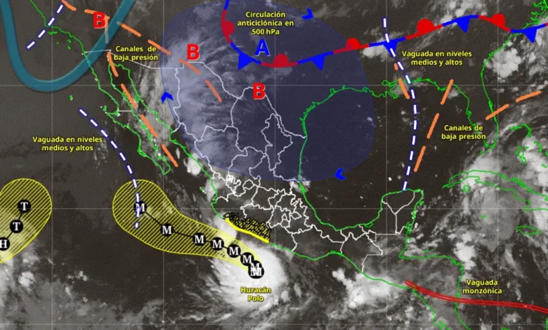 Pronóstico del clima: huracán Polo se intensifica ocasionando fuertes lluvias (Imagen de Conagua)