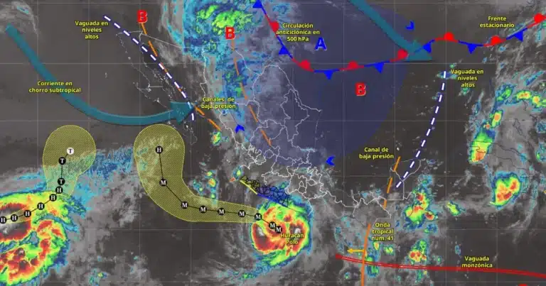Clima de hoy: huracán Polo y onda tropical provocarán fuertes lluvias (Imagen de Conagua)