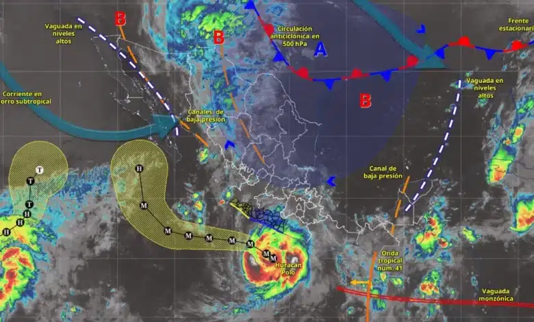 Clima de hoy: huracán Polo y onda tropical provocarán fuertes lluvias (Imagen de Conagua)