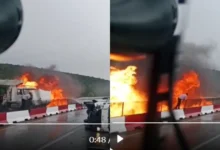 Arco Norte registra carambola tras incendio de una grúa (Foto de redes sociales)