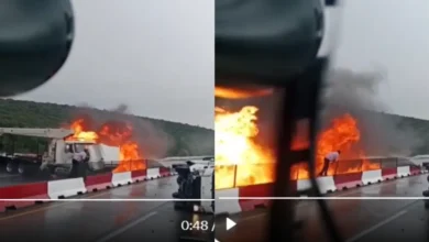 Arco Norte registra carambola tras incendio de una grúa (Foto de redes sociales)