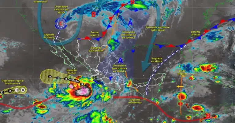 Pronóstico del Tiempo Hoy en México: llegada de huracán Rachel y frente frío (Imagen de Conagua)
