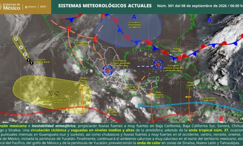 lluvias intensas en guanajuato y tormentas en varias regiones de méxico