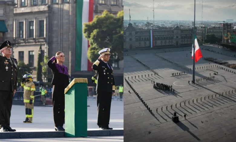 “Los recordamos con el corazón” Claudia Sheinbaum encabeza izamiento a media asta por sismos de 1985 y 2017