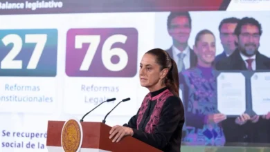 Presidenta Claudia Sheinbaum resalta aprobación de 27 reformas constitucionales y 76 reformas legales
