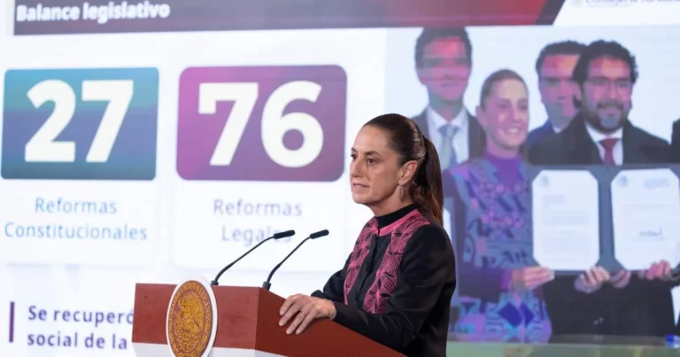 Presidenta Claudia Sheinbaum resalta aprobación de 27 reformas constitucionales y 76 reformas legales