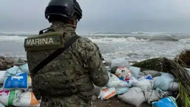 Marinos y comunidad trabajan en las costas ante embate del frente frío 2 (Foto de cortesía)