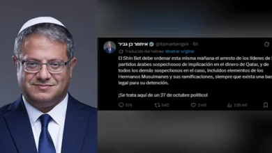 Ben Gvir exige arrestar a líderes árabes en Israel por supuesto dinero de Catar