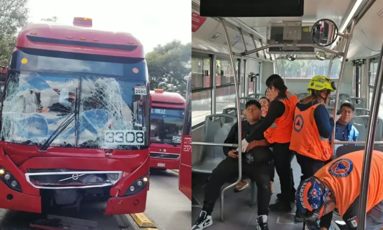 choque de metrobús deja 27 lesionados en iztacalco