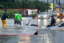 video recolectores de basura rescatan a automovilista arrastrado por la corriente en monterrey